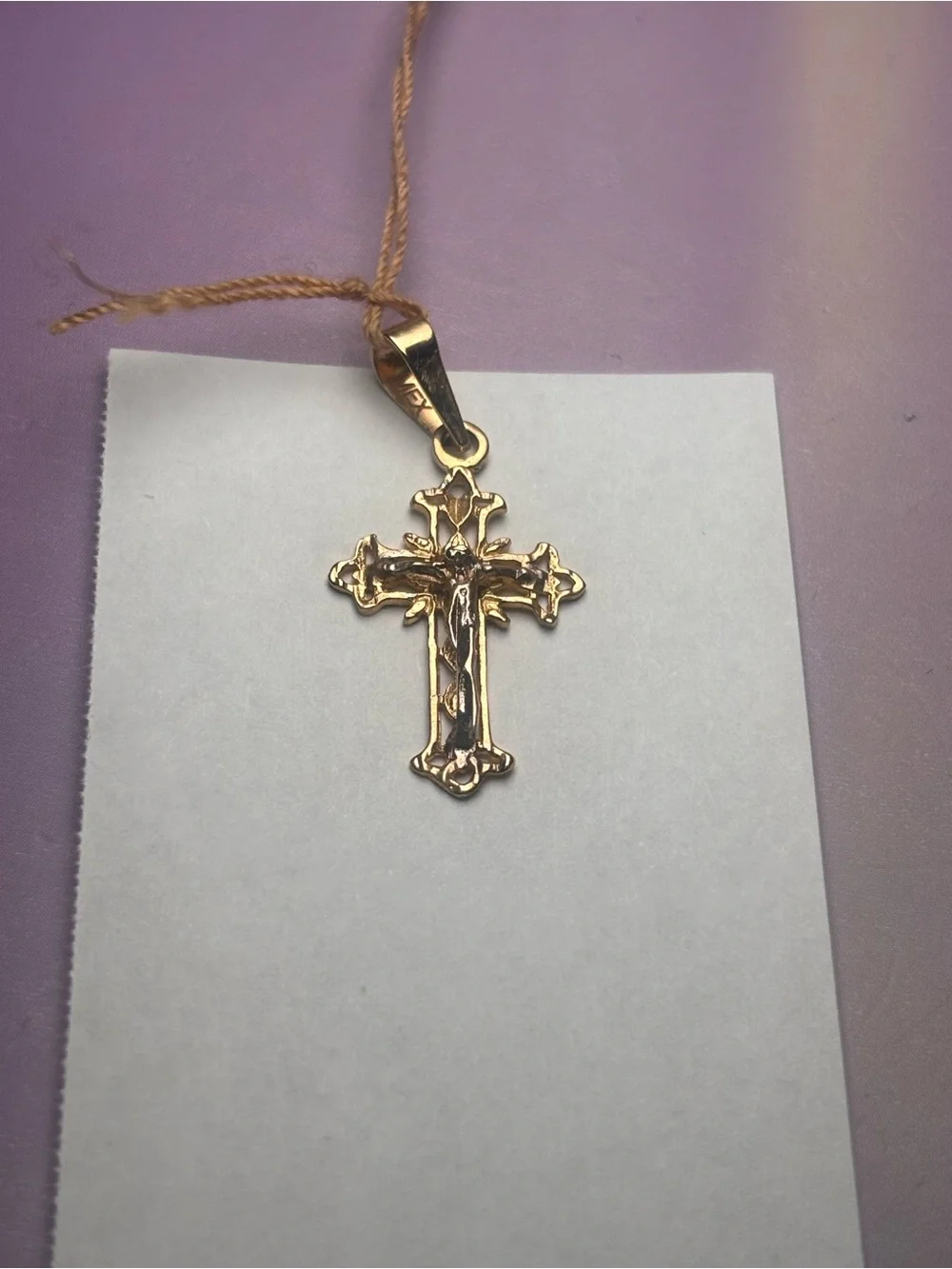 Gold Tone Crucifix Pendant Necklace